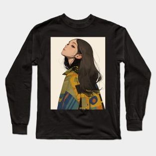 Asian girl with long hair Long Sleeve T-Shirt